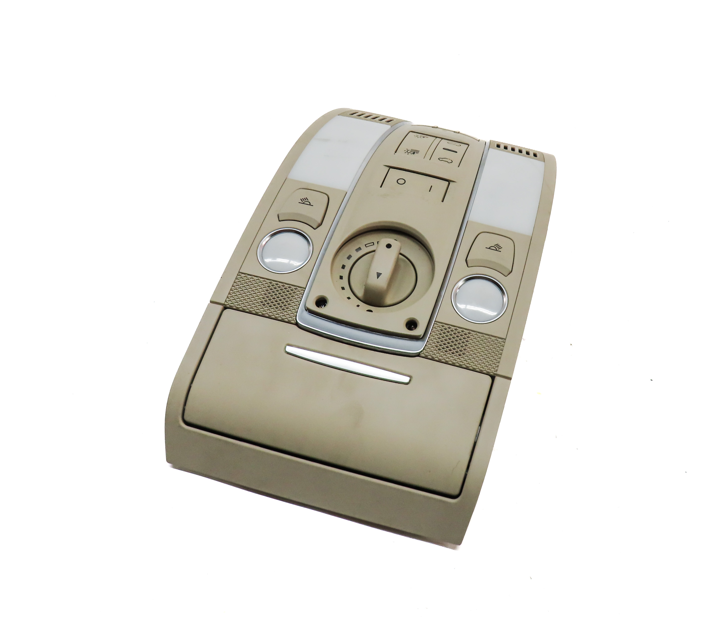 2007 AUDI Q7 (4HL) FRONT INTERIOR OVERHEAD DOMELIGHT LAMP w/SWITCHES (Beige) — exact item pictured